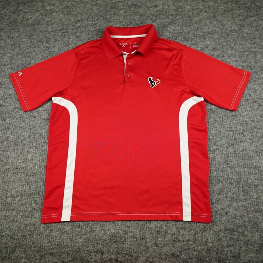 Antigua Polo Shirt Mens Large Red Texas Football Polyester Houston Casual Adult-